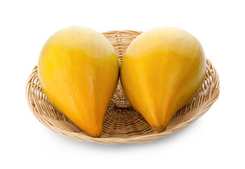 Egg fruit, Canistel, Yellow Sapote (Pouteria campechiana (Kunth) Baehni) on white background