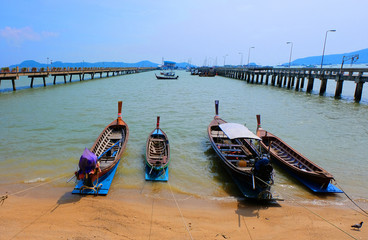 wooden boats near Chalong pie,r Thailand