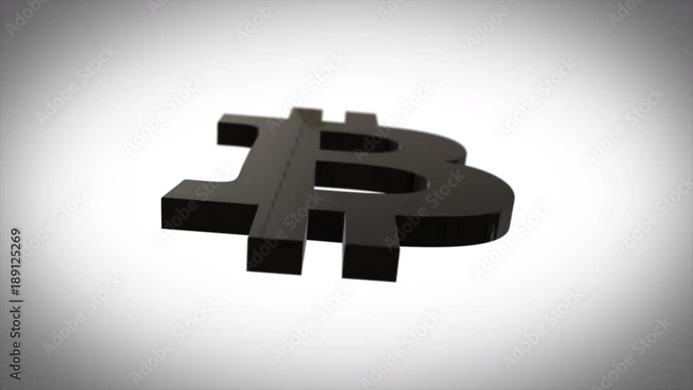 Poster looped animation of rotating bitcoin symbol. the bitcoin sign is made of black material. motion desi