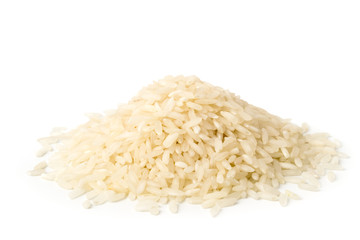 A pile of rice on a white background.