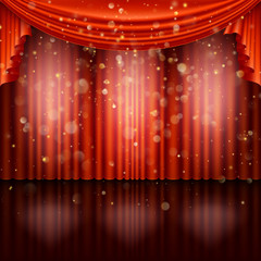 Stage with red curtain. EPS 10 vector