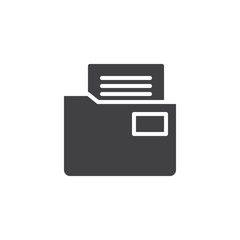 Folder with file document icon vector, filled flat sign, solid pictogram isolated on white. symbol, logo illustration.