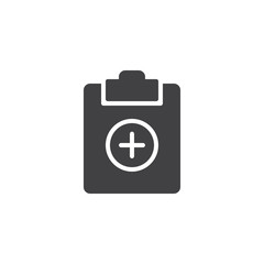 Add document file icon vector, filled flat sign, solid pictogram isolated on white. Clipboard with plus symbol, logo illustration.