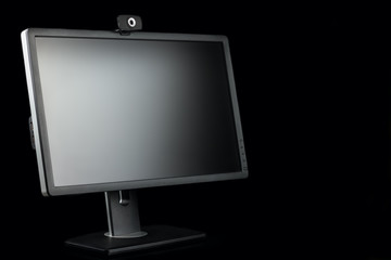 Digital black computer monitor screen and HD web camera