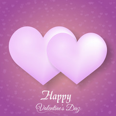 Valentine's greeting card with pink balloon hearts on pink background. Vector