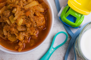 Thick soup for baby food