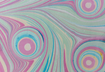Ink marble texture. Ebru handmade wave background. Kraft paper surface. Unique art illustration. Liquid marbling texture.