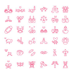love line icon collection. valentine icon set. vector illustration.