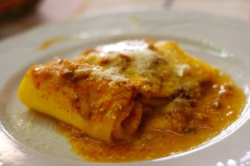 Lasagna in Restaurant