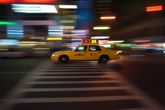 New-York Taxi Blazes Through The Night