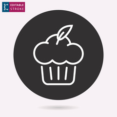 Cake line vector icon. Editable stroke.