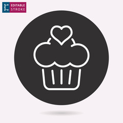 Cake line vector icon. Editable stroke.