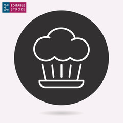 Cake line vector icon. Editable stroke.