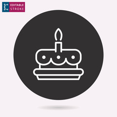 Cake line vector icon. Editable stroke.