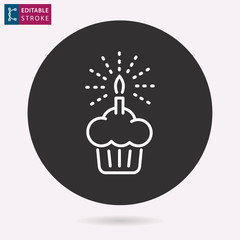 Cake line vector icon. Editable stroke.