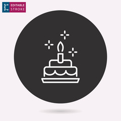 Cake line vector icon. Editable stroke.