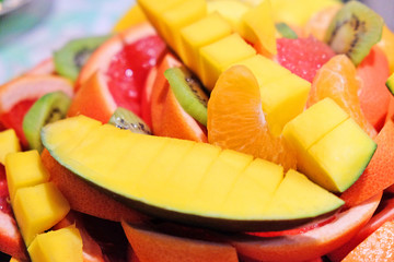sliced tropical fruit closeup