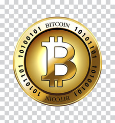Bitcoin coin golden, Blockchain transfers concept