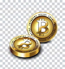 Bitcoin coin golden, Blockchain transfers concept