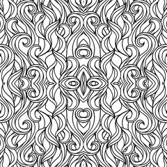 Abstract seamless black and white pattern from flowing lines. Dynamic background maze. Graphic pattern for the ceiling, floor and walls.