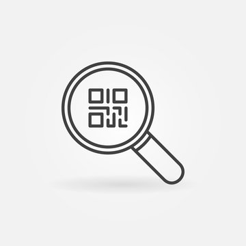 QR code in magnifying glass icon or symbol
