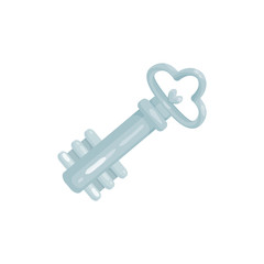 Antique silver old key vector Illustration