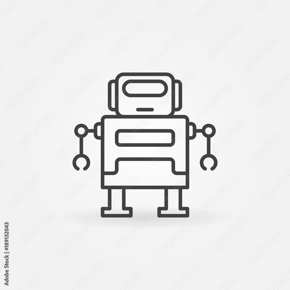 Poster cute robot vector icon in thin line style
