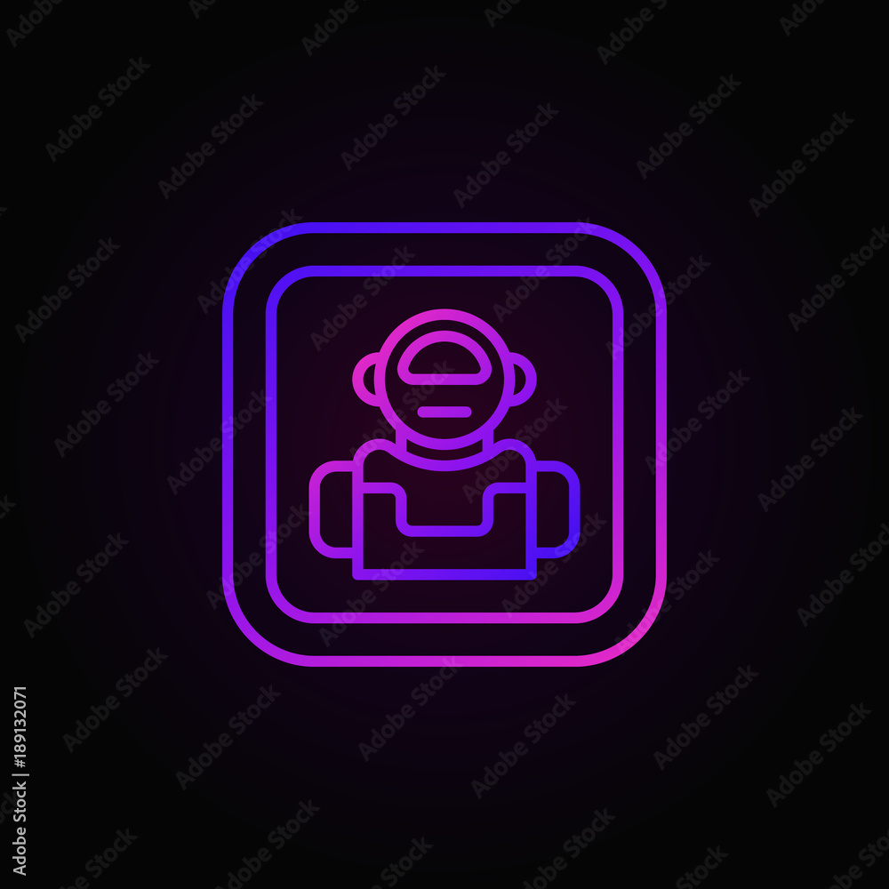 Aufkleber robot colorful vector icon or button in line style
