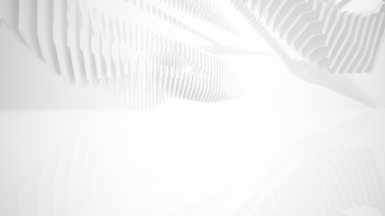 Naklejka premium Abstract white interior multilevel public space with window. 3D illustration and rendering.