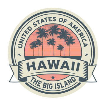 Stamp or label with name of Hawaii, The Big Island