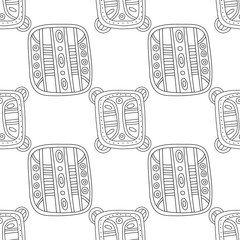 Black and white illustration for coloring book, page. Abstract decorative seamless pattern.