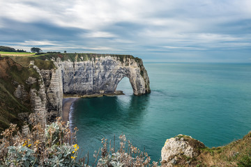 Fototapeta na wymiar White cliffs of Etretat and the Alabaster Coast, Normandy, France