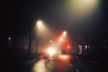 Fototapeta na wymiar Fog on the street