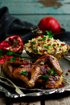 Persian Honey Glazed Chicken and Jeweled Rice