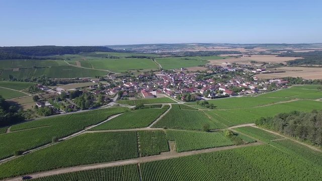 Aerial view of Celles sur Ource, located in the Cote des Bar area of the Aube department , Champagne