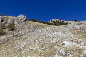 Fototapeta na wymiar peak of mountain summit view in matese park