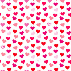 Valentine seamless pattern with hearts on white background.For wallpaper, gift and wrapping paper, greeting cards, pattern fills, web page background, textile, and wedding invitations.