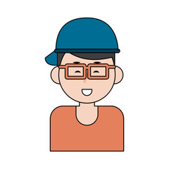 Boy with hat and glasses icon vector illustration graphic design