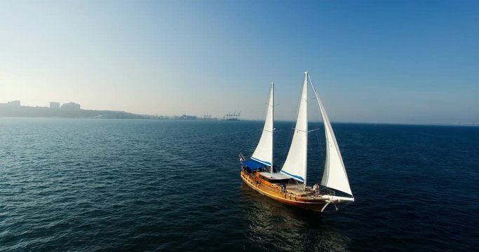 Aerial view of the Palinuro sailing ship at sea
