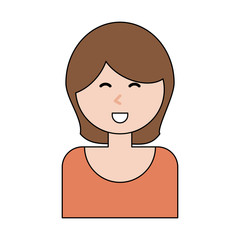 Woman face smiling cartoon icon vector illustration graphic design