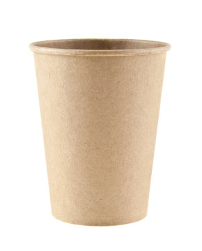 cardboard disposable cup for coffee isolated on white background