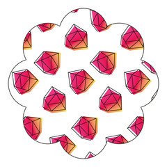 badge flower shape with memphis pattern design vector illustration