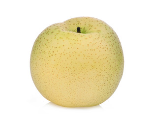 whole of green diamon pear (cuiyu pear) isolated on white background