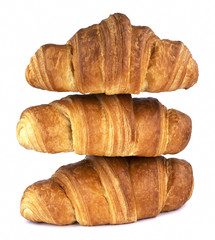 Delicious croissants on white background