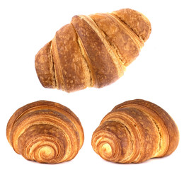 Delicious croissants on white background
