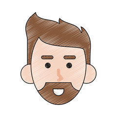 Young man face cartoon icon vector illustration graphic design