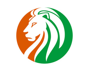 Obraz premium circle lion leo head face silhouette image vector icon logo