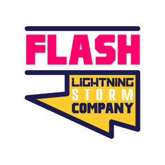 Flash lightning storm company logo template, design element for business badge, power label vector Illustration