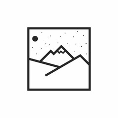 Linear icon of mountains