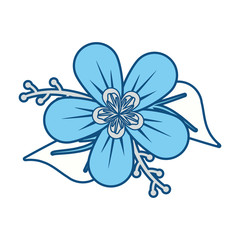 blue flower with leaves   design